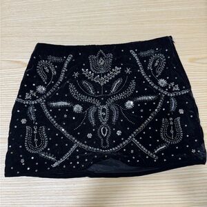 Zara Black Mini Skirt with Silver Embellishments
